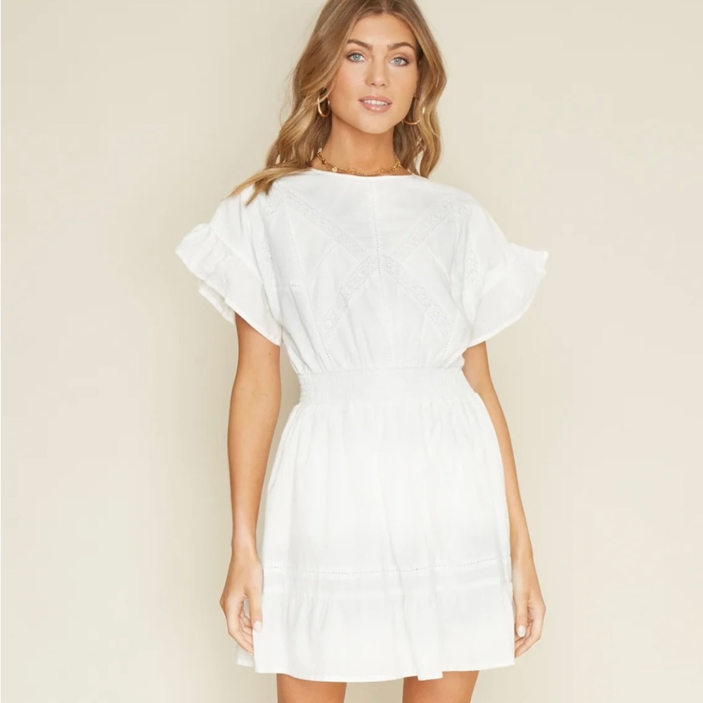New En Elly- white dress. Size small